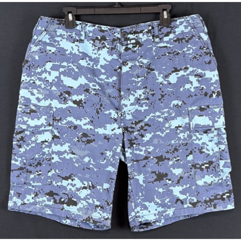 Rothco BDU Combat Shorts Mens XL Digital Camo Cargo Tactical Adjustable Blue
